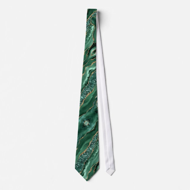 Col vert Agate Or Paillettes Émeraude Col Cravate (Devant)