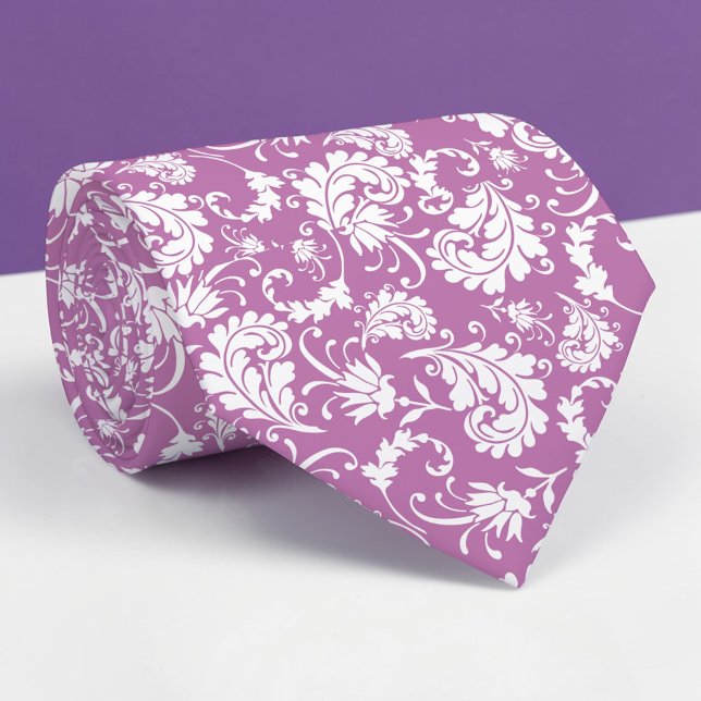 Col violet motif floral personnalisé cravate (Créateur téléchargé)