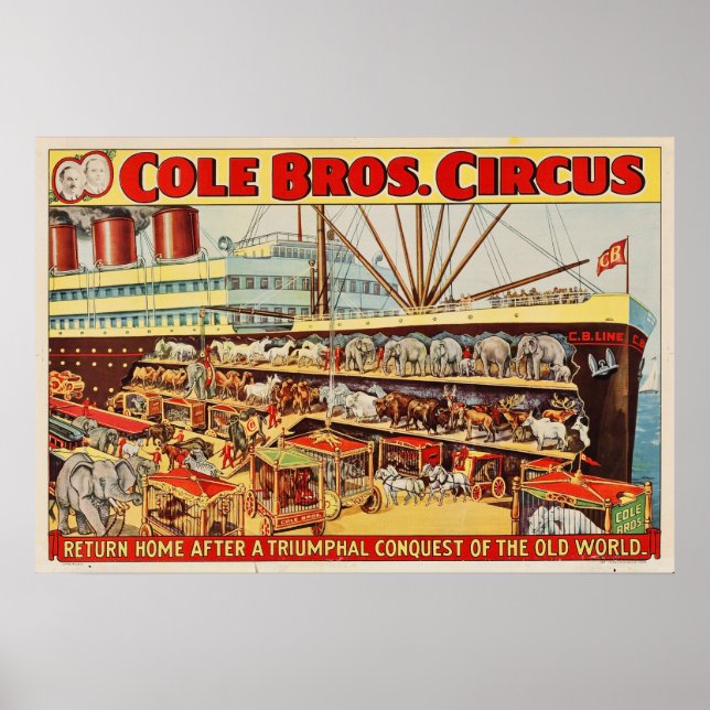 Cole Bros Circus Retourne Accueil Poster (Devant)