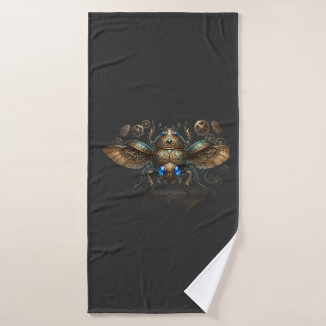Coléoptère Scarabée Mécanique Steampunk Égyptien A (Serviette de bain)
