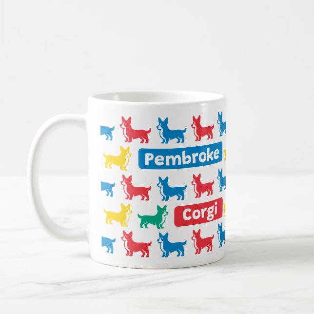 Colerful Pembroke Welsh Corgi Mug (Gauche)