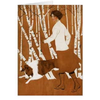 Coles Phillips Fadeaway Woman Jogging avec Collie
