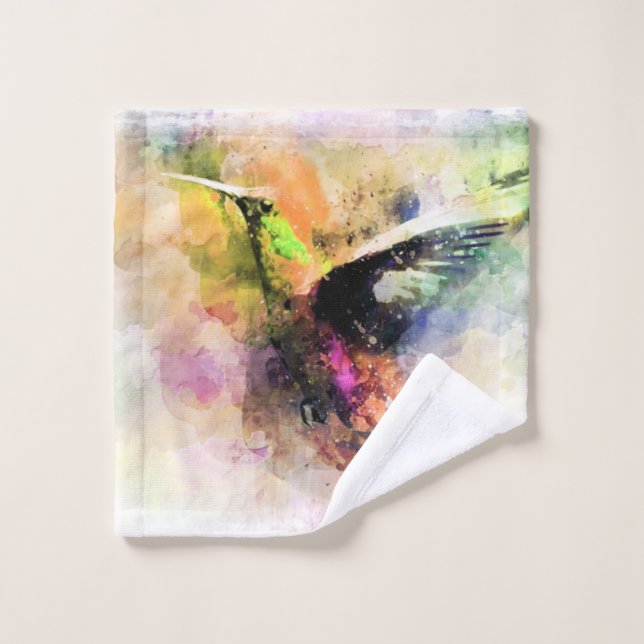 Colibri à l'aquarelle  (Gant de toilette)