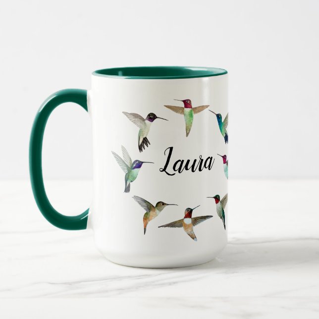 Colibri américain personnalisé Mug à café à deux t (Gauche)