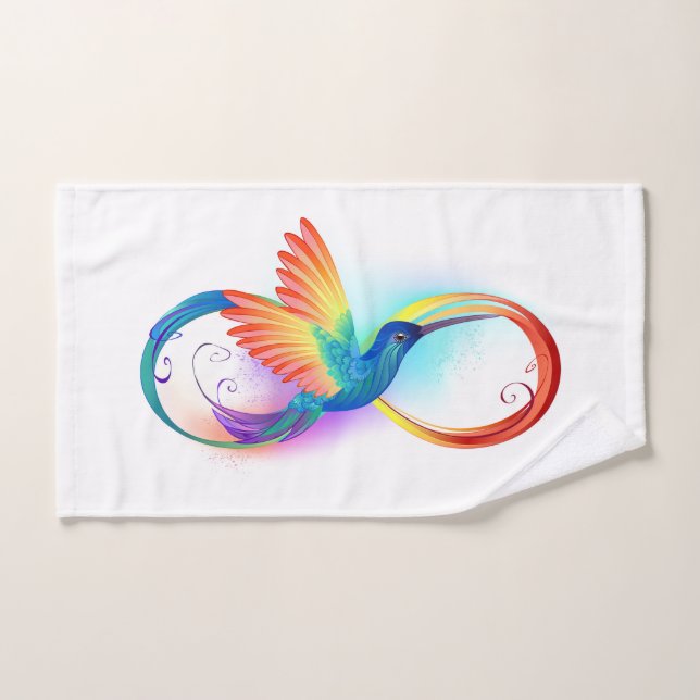 Colibri arc-en-ciel avec symbole de l'infini (Serviette à main)