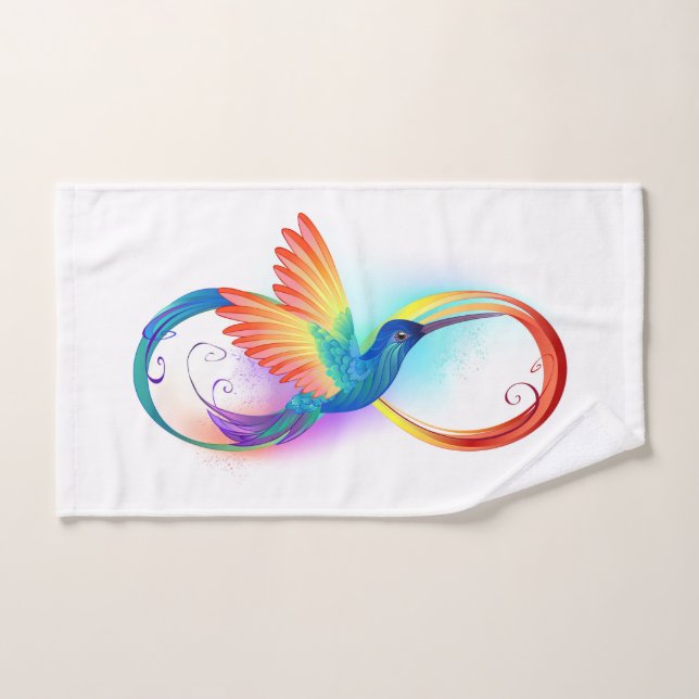 Colibri arc-en-ciel avec symbole Infinity (Serviette à main)