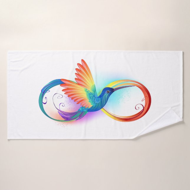 Colibri arc-en-ciel avec symbole Infinity (Serviette de bain)