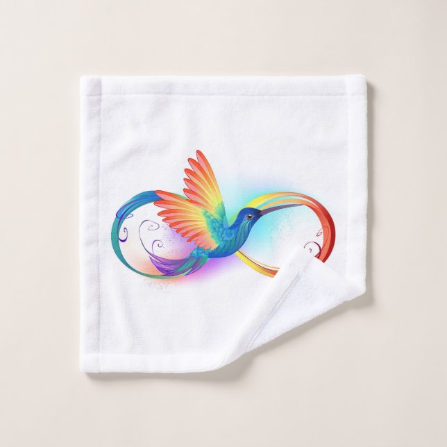 Colibri arc-en-ciel avec symbole Infinity (Gant de toilette)