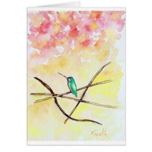 Colibri au Sunset Painting Greeting Card