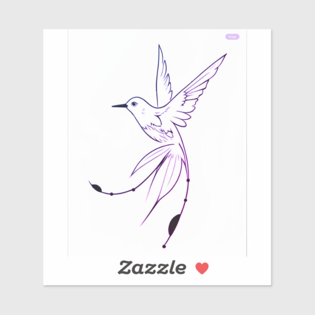 Colibri Autocollant style de tatouage (Feuille)