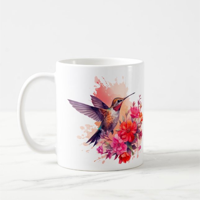 Colibri aux fleurs Café Mug (Gauche)