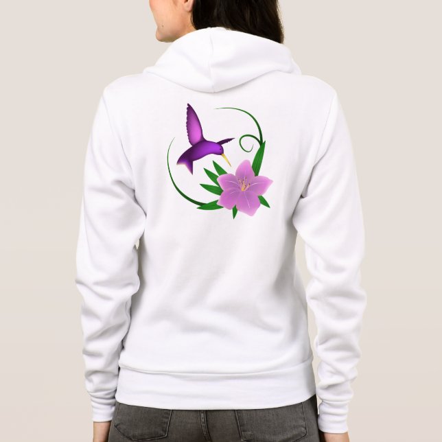 Colibri avec le sweat - shirt à capuche de fleur (Dos)