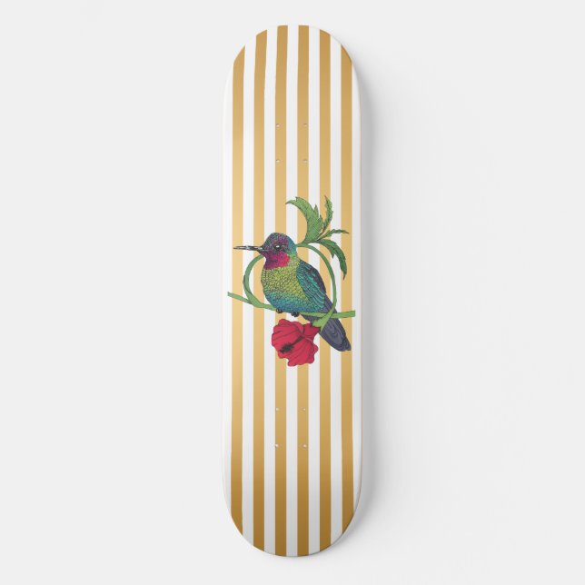 Colibri Bird Gold Stripes Skateboard Deck (Recto)