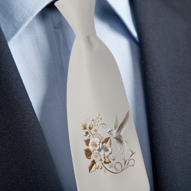 Colibri blanc sur cravate Champaign (Créateur téléchargé)