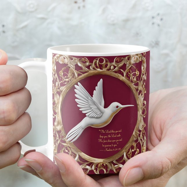 Colibri blanc sur mug de bénédiction du matin roug (Créateur téléchargé)