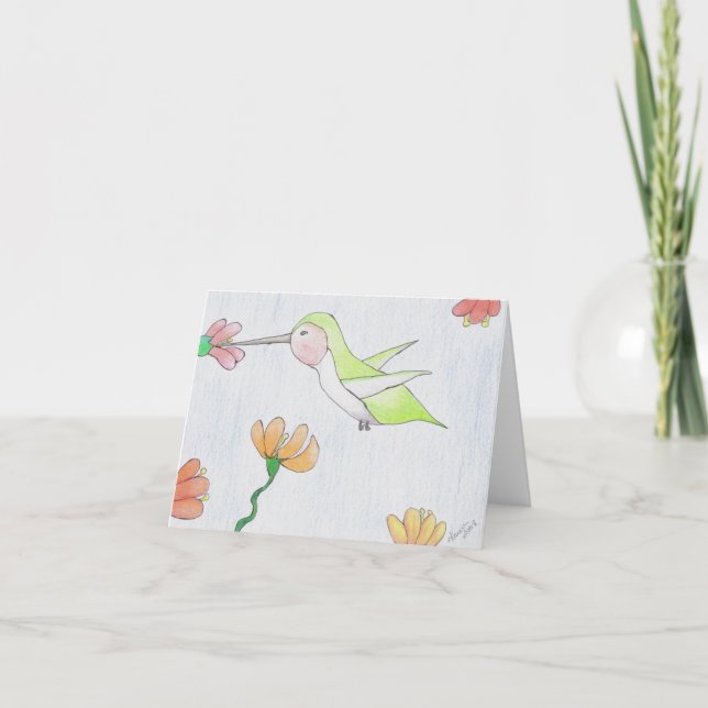 Colibri dans le Carte pour notes de fleurs (Devant)
