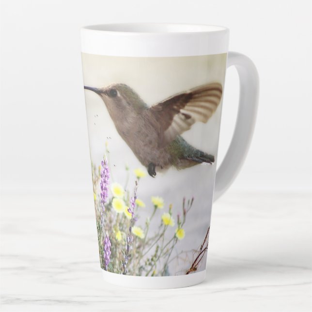 Colibri et Art numérique Fleur sauvage Mug (Angle droit)