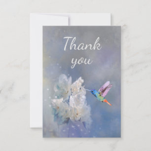 Colibri et fleur blanche de jardin Merci