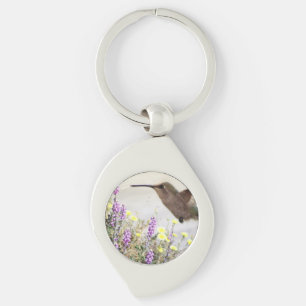Colibri et fleurs sauvages numérique porte-clés ar