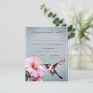 Colibri et Hibiscus   Blue Wedding RSVP