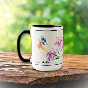 Colibri et Mug Floral personnalisé
