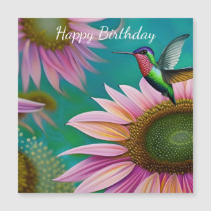 Colibri et tournesol rose