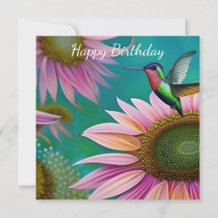 Colibri et tournesol rose