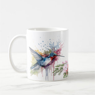 Colibri & Fleurs Café Mug   Muqueuses aquarelles