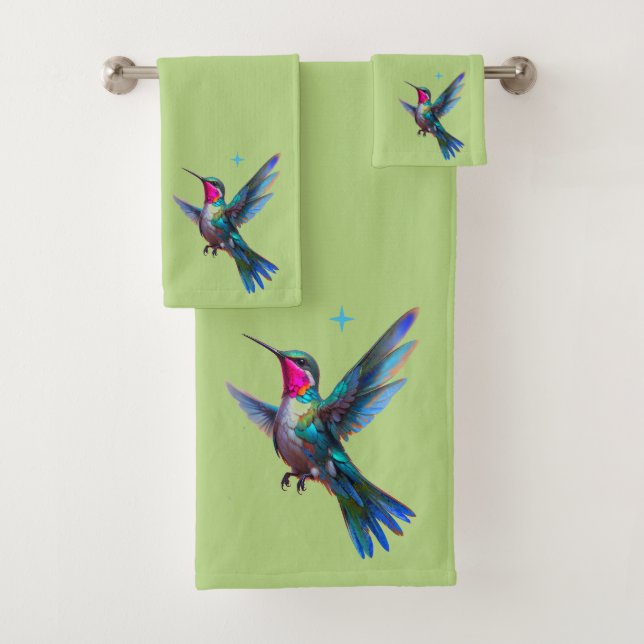Colibri magnifique sur fond vert citron (En situation)