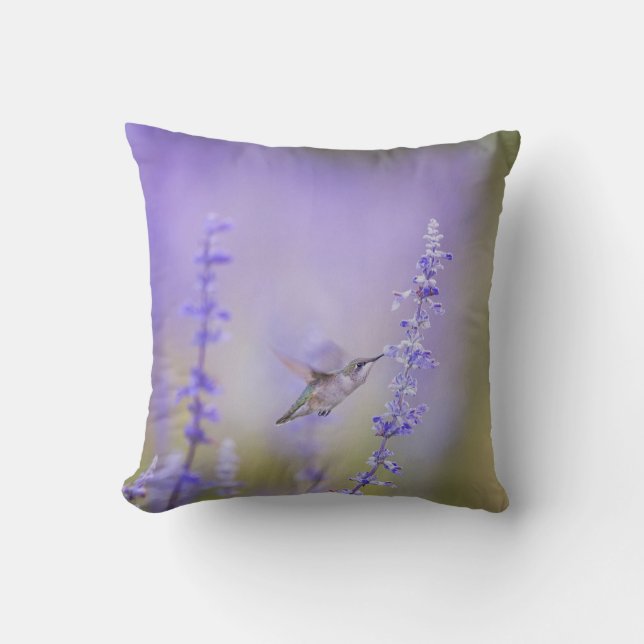 Colibri parmi Lavender Thlow oreiller (Recto)