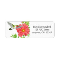 Colibri Ruby Throsé sur le Étiquette de fleurs de