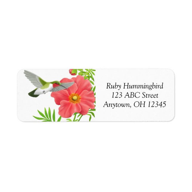 Colibri Ruby Throsé sur le Étiquette de fleurs de  (Devant)