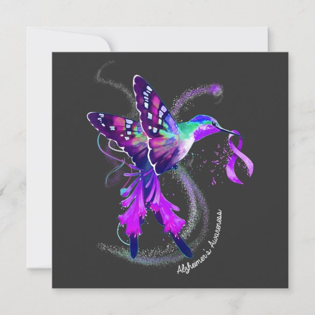 Colibri tenant du ruban pourpre Alzheimer (Devant)