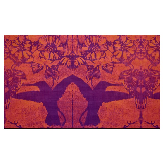 Colibris dans un tissu de rouges défraîchis (Fat Quarter)