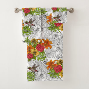Colibris et bouquet tropical