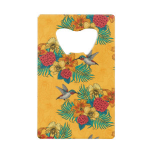 Colibris et bouquet tropical en jaune
