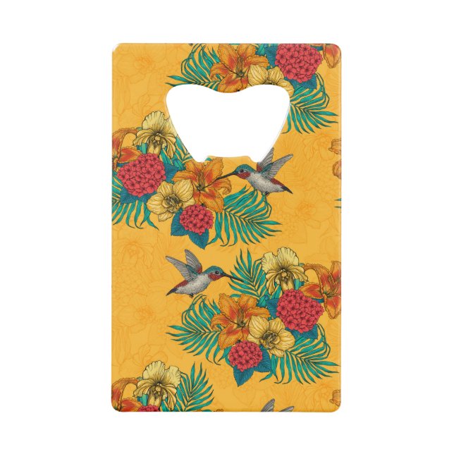 Colibris et bouquet tropical en jaune (Devant)