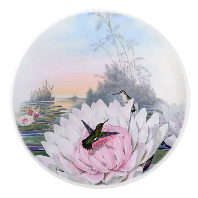 Colibris et bouton en céramique de Lotus (Devant)
