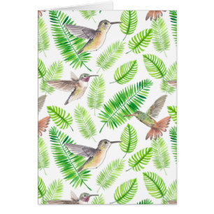 Colibris et feuilles tropicales