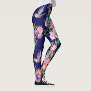 Colibris et Legging bleu floral