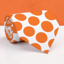 Colis de points orange sur cravate personnalisée b