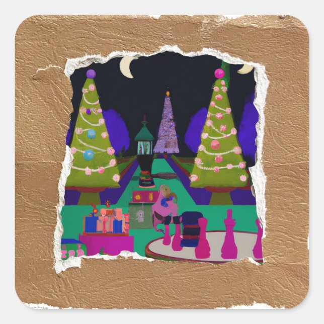 Collage autocollant d'arbre de Noël fun (Devant)