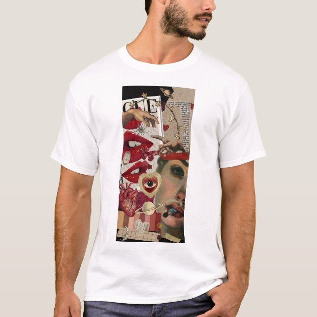 Collage aux lèvres rouges | T-Shirt d'art pop auda (Devant)