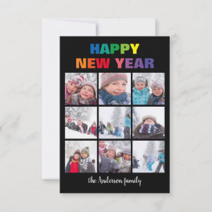 Collage Bonne Année Arc-en-ciel - Carte de Noël 3x