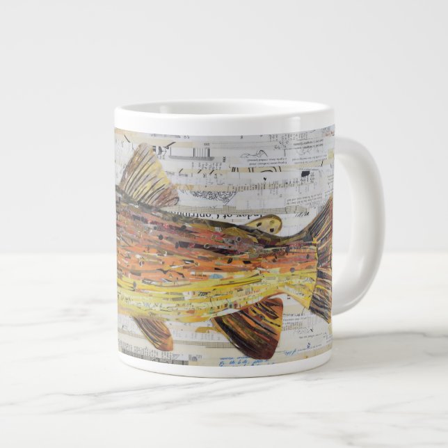 Collage Brown de truites 20oz Café Mug par C.E.Bla (Devant droit)