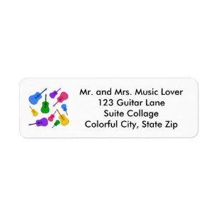 Collage coloré de guitare dans des étiquettes de