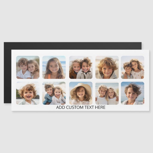 Collage de 10 photos avec texte simple - aimant bl (Devant / Derrière)