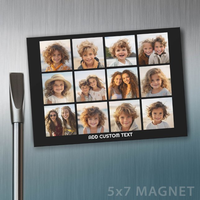 Collage de 12 photos Instagram avec aimant noir (Fridge Magnet with a Photo Collage)