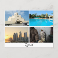 Collage de 4 photos dans la carte postale du Qatar