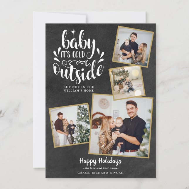 Collage de 4 photos pour carte de Noël Boho (Devant)